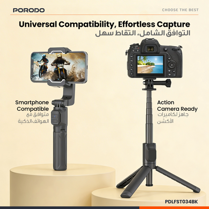 The Porodo 2-Axis Gimbal Stabilizer is crafted to make your videography experience rise to a whole new level and capture incredible footage of profess