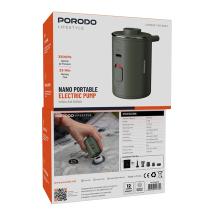 Perform efficient management of your inflatable objects with the help of the Porodo Lifestyle Nano Portable Electric Pump. Outstanding performance and