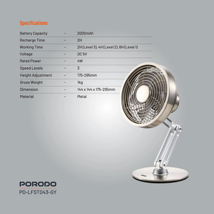 Porodo Lifestyle Metal Desk Fan