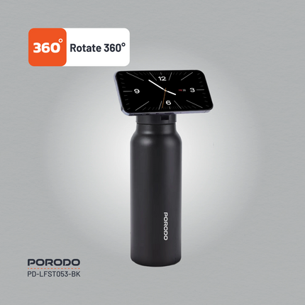 The Porodo Lifestyle Magnetic Mount Water Bottle perfectly balances functionality and style with its 700 mL capacity and BPA-free, double-wall insulat