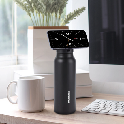 The Porodo Lifestyle Magnetic Mount Water Bottle perfectly balances functionality and style with its 700 mL capacity and BPA-free, double-wall insulat