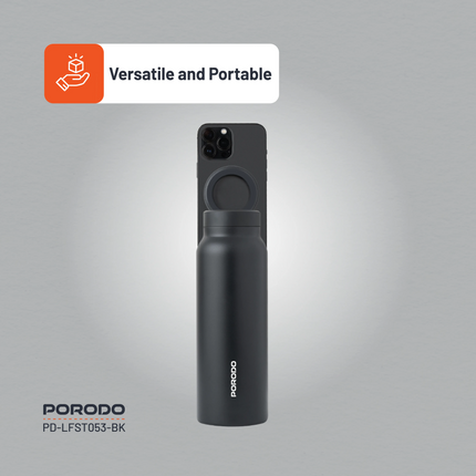 The Porodo Lifestyle Magnetic Mount Water Bottle perfectly balances functionality and style with its 700 mL capacity and BPA-free, double-wall insulat