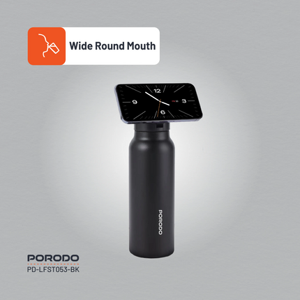 The Porodo Lifestyle Magnetic Mount Water Bottle perfectly balances functionality and style with its 700 mL capacity and BPA-free, double-wall insulat