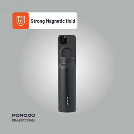 The Porodo Lifestyle Magnetic Mount Water Bottle perfectly balances functionality and style with its 700 mL capacity and BPA-free, double-wall insulat