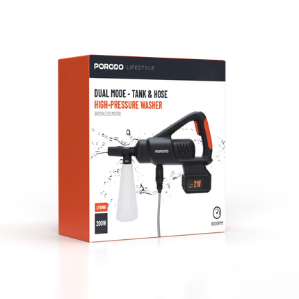 Whispers of power and versatility blend in the Porodo Lifestyle Dual Mode High-Pressure Washer, perfect for an array of cleaning tasks. Powered by a 3
