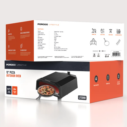 The Porodo Lifestyle 12" Pizza Outdoor Oven has a beautiful black color and is an ideal integration for any outdoor kitchen. It gives you an experienc
