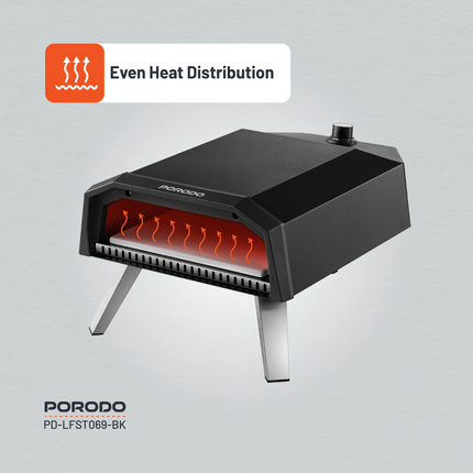The Porodo Lifestyle 12" Pizza Outdoor Oven has a beautiful black color and is an ideal integration for any outdoor kitchen. It gives you an experienc