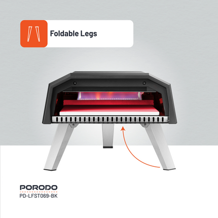 The Porodo Lifestyle 12" Pizza Outdoor Oven has a beautiful black color and is an ideal integration for any outdoor kitchen. It gives you an experienc