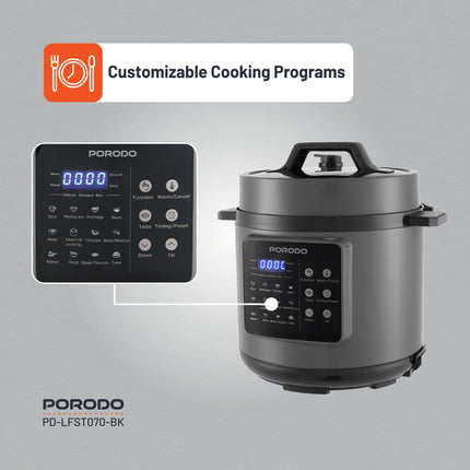 Porodo Lifestyle 1300W Electric Pressure Cooker – 6L, Black