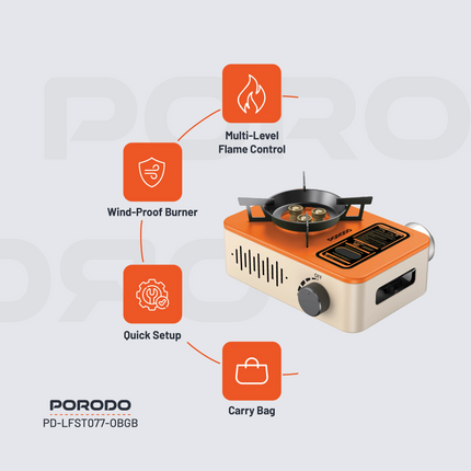 The Porodo Lifestyle Portable Outdoor Stove is a great companion for outdoor activities and sports because of its convenient, high-performance, and du