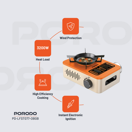 The Porodo Lifestyle Portable Outdoor Stove is a great companion for outdoor activities and sports because of its convenient, high-performance, and du