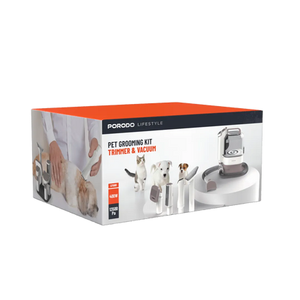 The Porodo Lifestyle Pet Grooming Kit Trimmer &amp; Vacuum is an all-inclusive solution for keeping your pet clean with convenience and comfort. Power