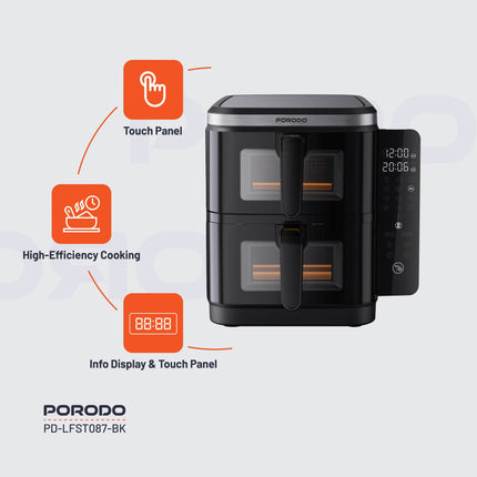 Porodo Lifestyle Double Stack Air Fryer with 12 Presets - Clix