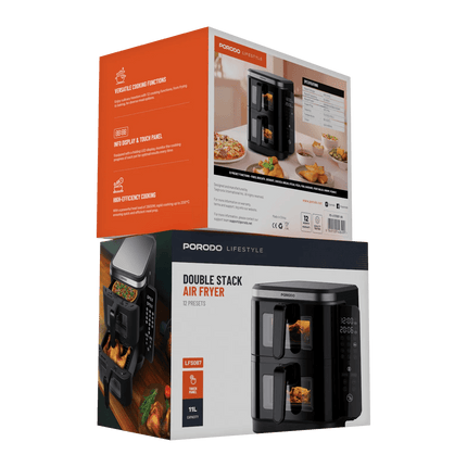Porodo Lifestyle Double Stack Air Fryer with 12 Presets - Clix