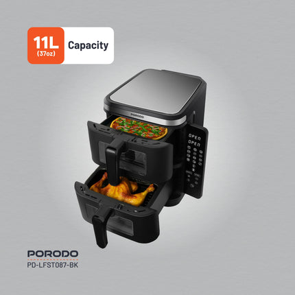 Porodo Lifestyle Double Stack Air Fryer with 12 Presets - Clix