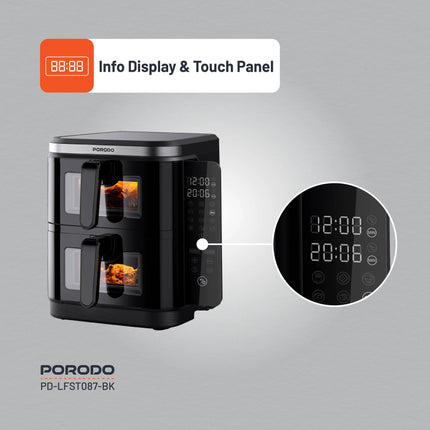 Porodo Lifestyle Double Stack Air Fryer with 12 Presets - Clix