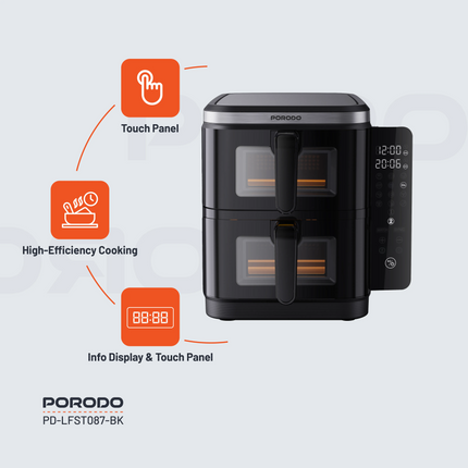 The Porodo Lifestyle double-stack air fryer with 12 pre-set cooking options is an incredible multipurpose all-in-one gadget that will cater to your be
