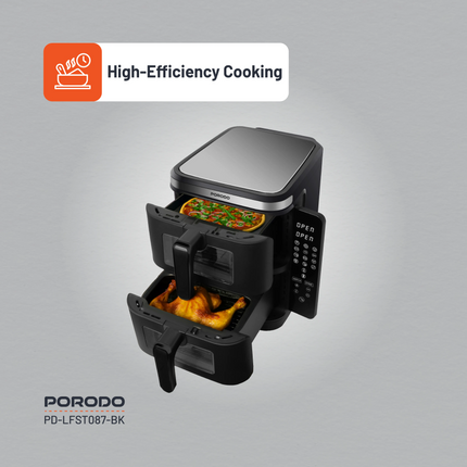 The Porodo Lifestyle double-stack air fryer with 12 pre-set cooking options is an incredible multipurpose all-in-one gadget that will cater to your be