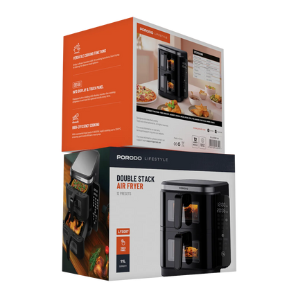 The Porodo Lifestyle double-stack air fryer with 12 pre-set cooking options is an incredible multipurpose all-in-one gadget that will cater to your be