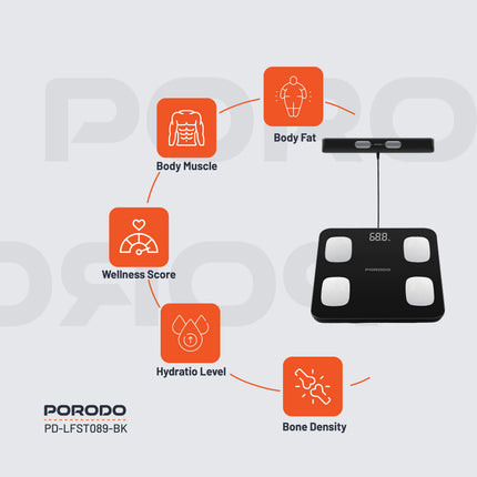 Porodo Lifestyle Precise Analysis Smart Scale - The Porodo Lifestyle Precise Analysis Smart Scale-Black is designed to give accurate body composition information