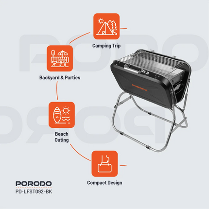 The Porodo Lifestyle Portable Folding BBQ Grill is absolutely the best companion for any outdoor cooking enthusiast. Constructed with iron, chromed st