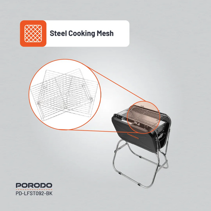 The Porodo Lifestyle Portable Folding BBQ Grill is absolutely the best companion for any outdoor cooking enthusiast. Constructed with iron, chromed st