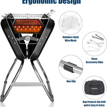 The Porodo Lifestyle Portable Folding BBQ Grill is absolutely the best companion for any outdoor cooking enthusiast. Constructed with iron, chromed st