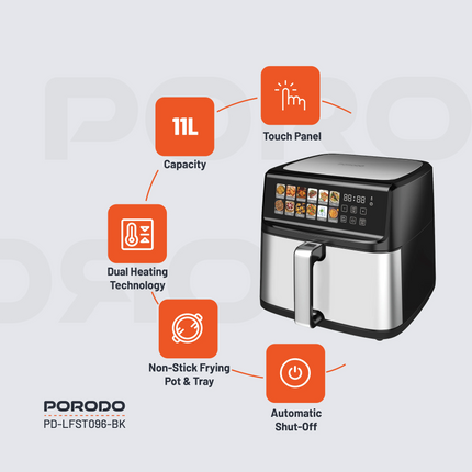 With the introduction of the Porodo Lifestyle Air Fryer with Large Capacity, you can Cook Healthy without Oil. It has dual heating technology that hel