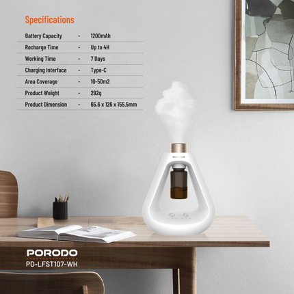 The Porodo Lifestyle Aroma Sphere Waterless Diffuser is sleekly built and really innovative in creating a soothing ambiance indoors. Ergonomically des