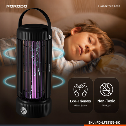 The Porodo Lifestyle Portable Mosquito Zapper ensures your surroundings are free from mosquitoes. A 2000mAh battery provides up to 4 hours of continuo