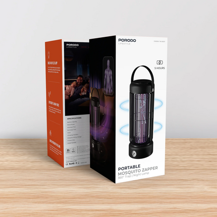 The Porodo Lifestyle Portable Mosquito Zapper ensures your surroundings are free from mosquitoes. A 2000mAh battery provides up to 4 hours of continuo