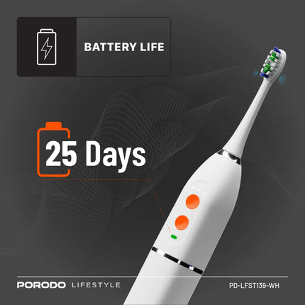 PORODO LIFESTYLE 1000MAH IPX7 ELECTRIC TOOTHBRUSH WITH MANUAL MODE 110ML WATER TANK
