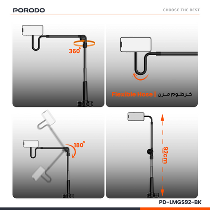 Porodo presents its new stand model, Lazy Man Stand with Magnetic Suction. It’s crafted with high quality ABS, PC and Aluminum Alloy, which give you a