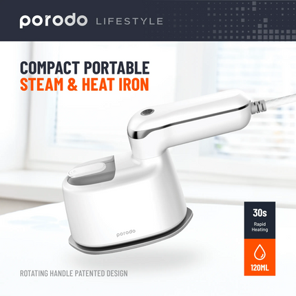 Make ironing easy with the Porodo Lifestyle Mini Steam Iron. With a powerful 1000W output and a ceramic soleplate, it ensures smooth and efficient iro
