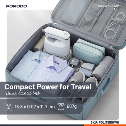 Make ironing easy with the Porodo Lifestyle Mini Steam Iron. With a powerful 1000W output and a ceramic soleplate, it ensures smooth and efficient iro