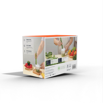 The Porodo cordless appliance food chopper is a convenient kitchen tool that peels, chops, slices, and dices vegetables with ease. It offers a range o