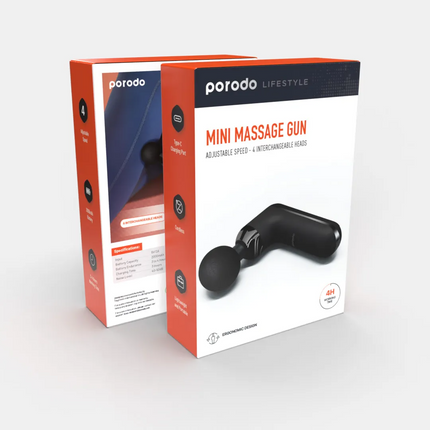 To relieve muscle stress and discomfort, use the cordless, portable, and lightweight Porodo Lifestyle 12V Varying Speed Massage Gun. This fantastic to
