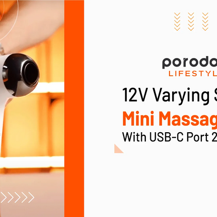 To relieve muscle stress and discomfort, use the cordless, portable, and lightweight Porodo Lifestyle 12V Varying Speed Massage Gun. This fantastic to