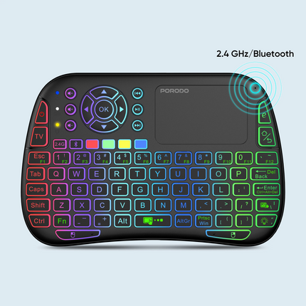 Discover the Porodo Universal Wireless Keyboard in sleek black, carefully crafted for a world that demands versatility. With an integrated mousepad an