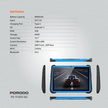 Porodo 10.1" Kids Android Tablet