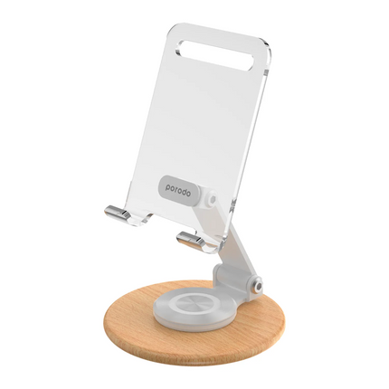 Porodo's 360° Rotating Transparent Stand offers flexibility and is ideal for tablets and smartphones. Its folding design and adjustable angle ensure o
