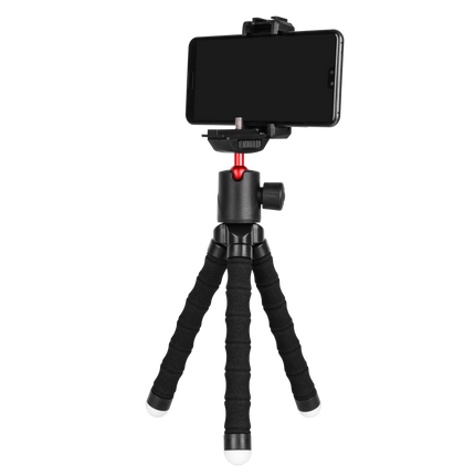 Stunning photos and videos from any angle are easily achievable with the Porodo Table Tripod with Phone Holder. This tripod features a 360° panoramic 