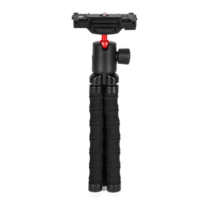 Stunning photos and videos from any angle are easily achievable with the Porodo Table Tripod with Phone Holder. This tripod features a 360° panoramic 