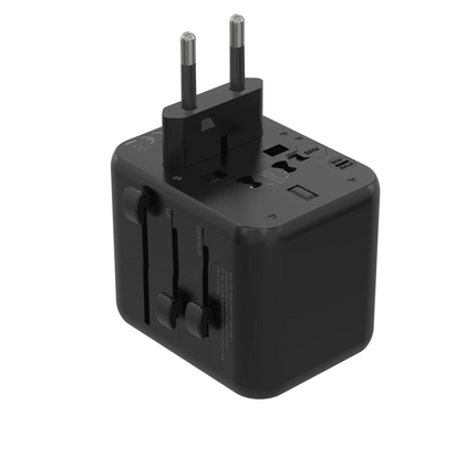 The Porodo Universal Travel Adapter is a versatile charging solution for your devices in over 150 countries. it has a dual-port USB-A fast charger tha