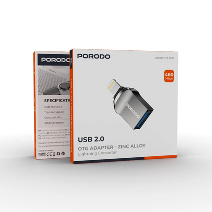 The compact and robust Porodo Lightning OTG Adapter is a solution for connecting Lightning cable devices to peripherals like USB drives, keyboards, an