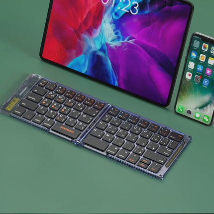 The Porodo Crystal Shell Wireless Keyboard is slim, compact, and portable. Efficiency and versatility for typing are brought together with its 80mAh l
