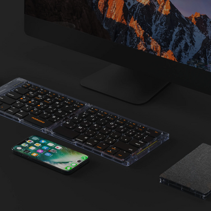 The Porodo Crystal Shell Wireless Keyboard is slim, compact, and portable. Efficiency and versatility for typing are brought together with its 80mAh l