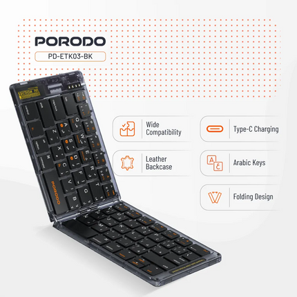 The Porodo Crystal Shell Wireless Keyboard is slim, compact, and portable. Efficiency and versatility for typing are brought together with its 80mAh l