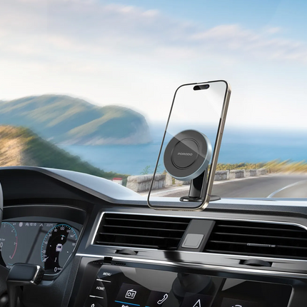 The Porodo Dual Mount MagSafe Phone Holder is committed to ease and stability, that is, if a user needs it in their car or on their desk. With a power