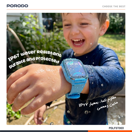 The Porodo Kids 4G Smart Watch is a new, stylish, and fun product for kids. Carefully designed against safety and functionality, it has a strong batte